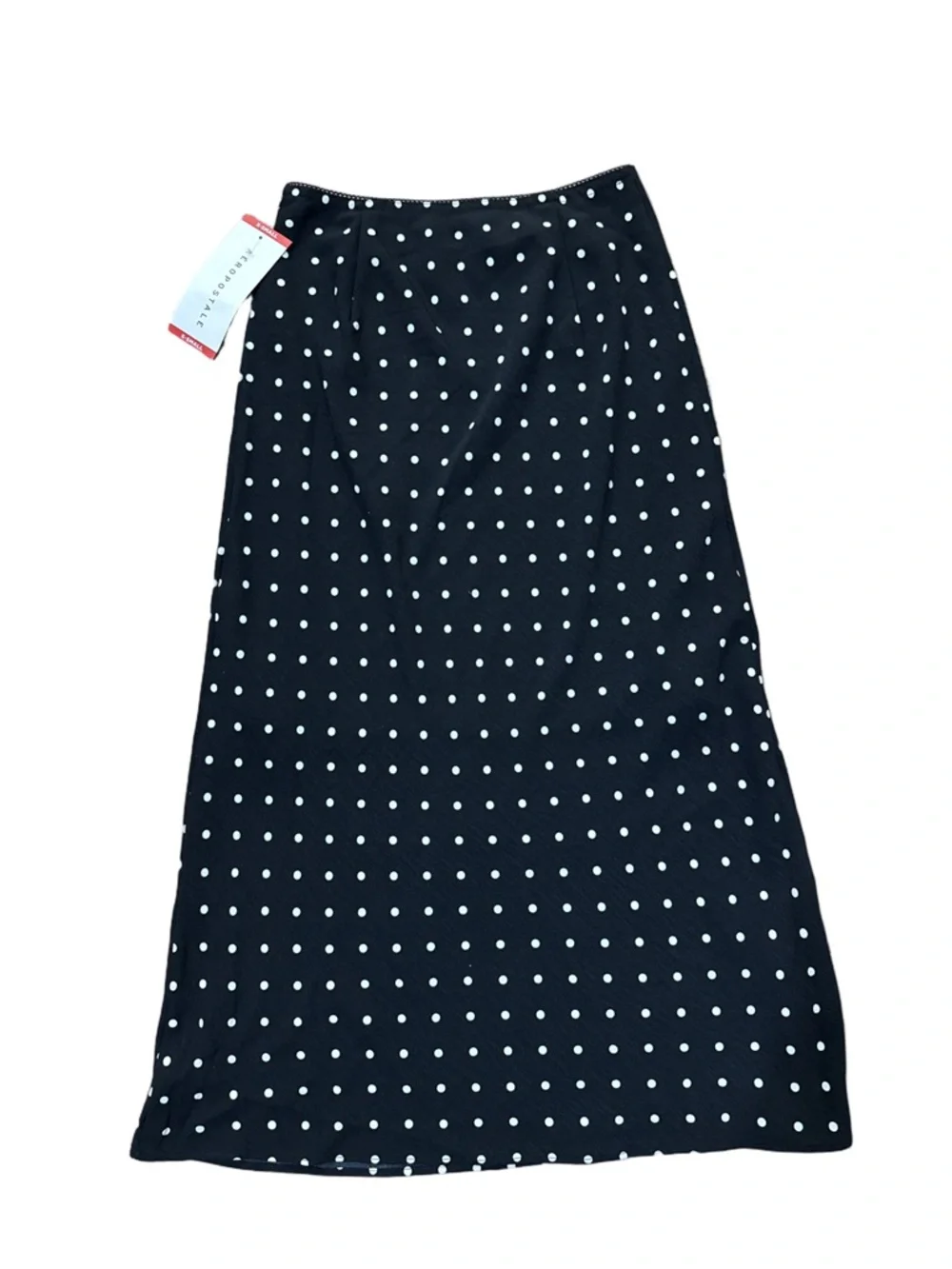 Polka Dot Midi Skirt - Black with White Dots